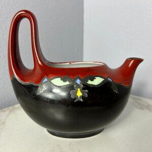 Gouda Holland Small Pitcher Multicolored unsigned Art Deco Black Red Handled